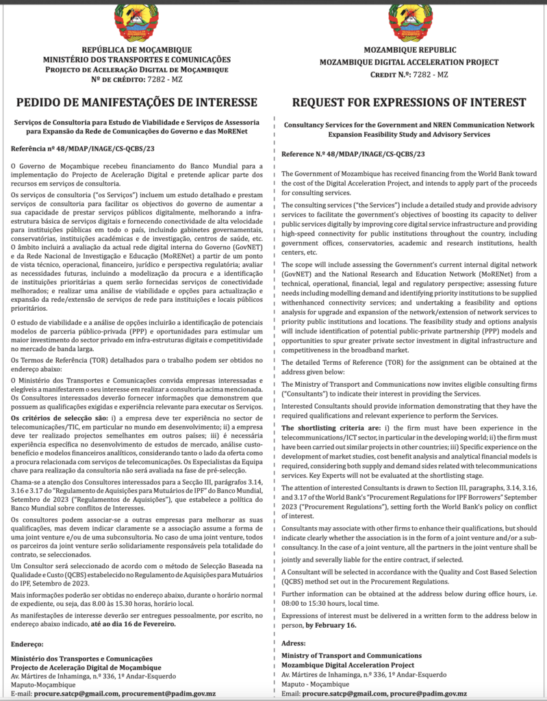 Expression of Interest for Consultancy Services for Feasibility Study